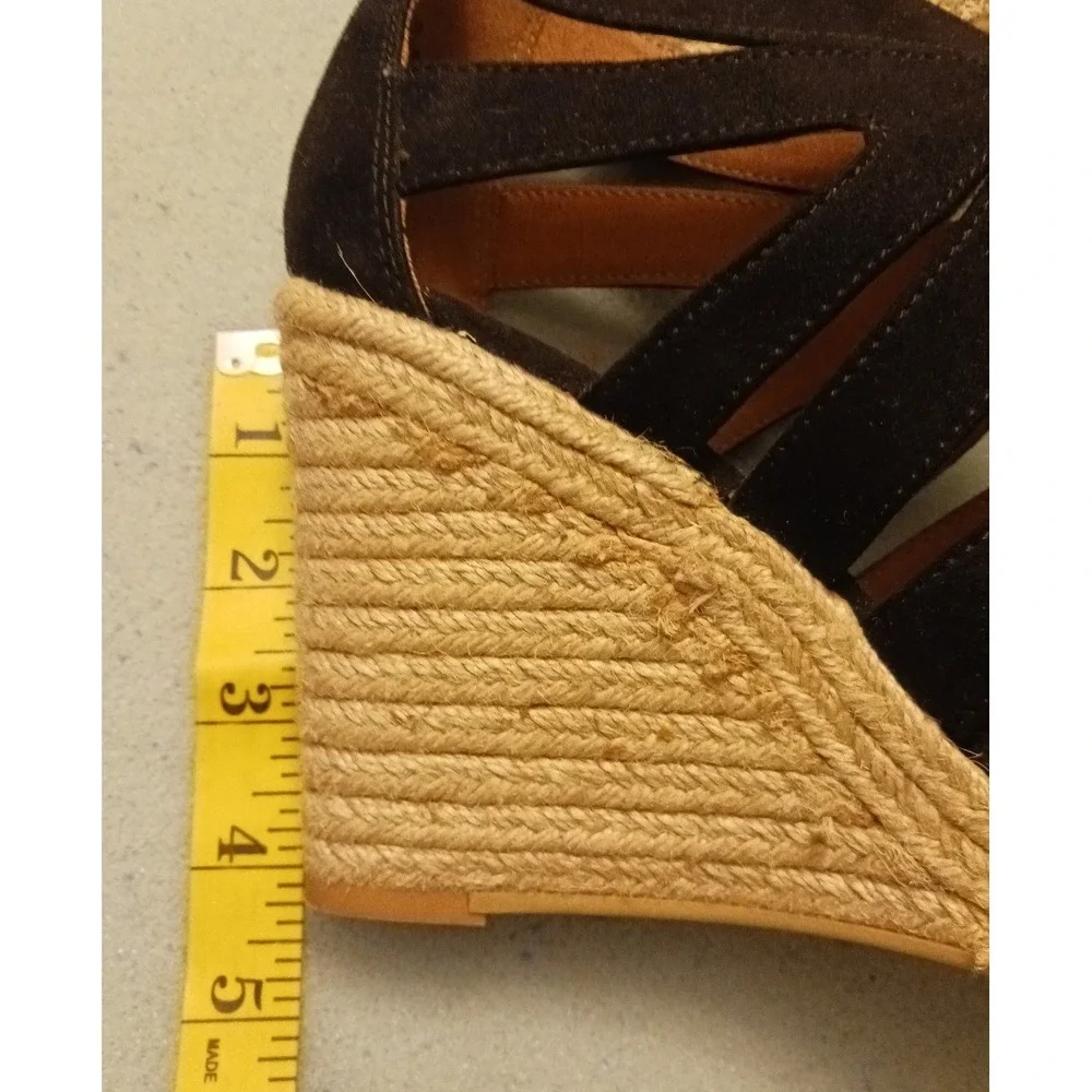 H&M Black Suede‎ Lace Up Wedge Sandals, Size 7.5/38